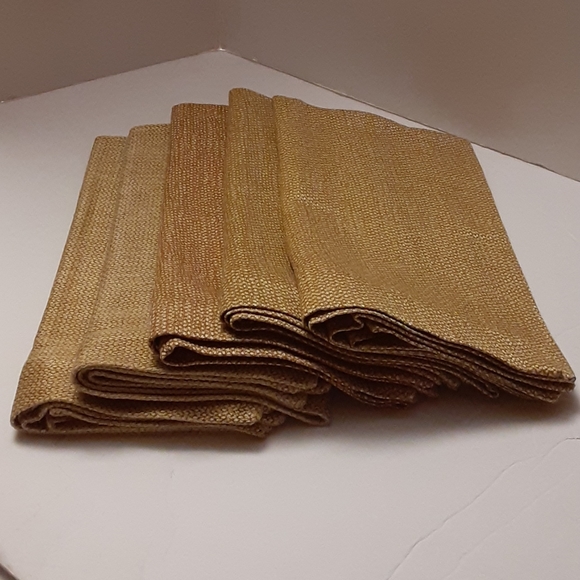 NAPKINS WOVEN GOLD BROWN TEXTURED ULTRA Luxury LARGE NEW (5) - Picture 2 of 6